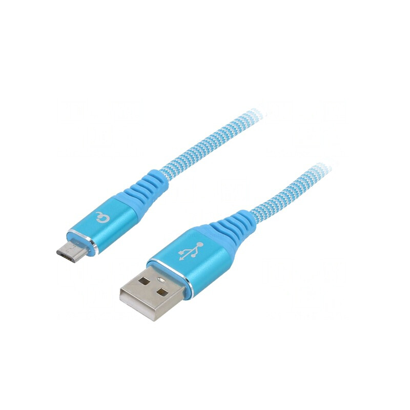 Cablu USB 2.0 A-Micro B Aurit 2m Turcoaz | Electronic-mag.ro | Componente Electronice