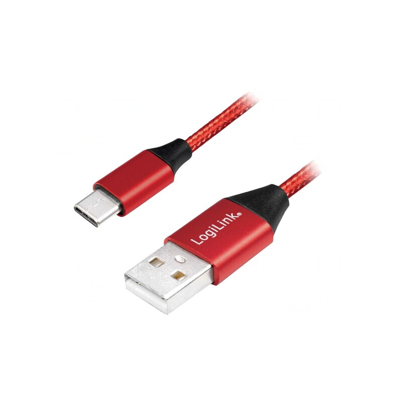Cablu USB 2.0 USB-A la USB-C 1m Roșu Textilă | Electronic-mag.ro | Componente Electronice
