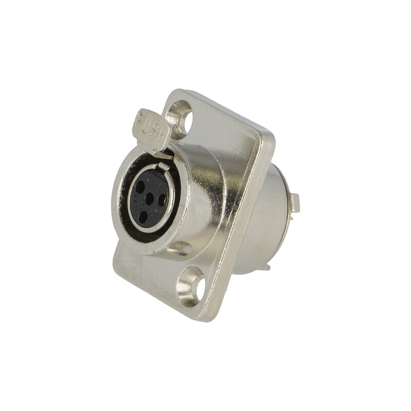 Soclu XLR mini 4 pini mamă Ø15mm | Electronic-mag.ro | Componente Electronice