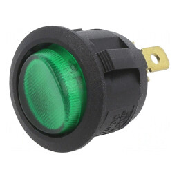 Întrerupător Rocker ON-OFF cu LED Verde 20A 14V Negru | Electronic-mag.ro | Componente Electronice