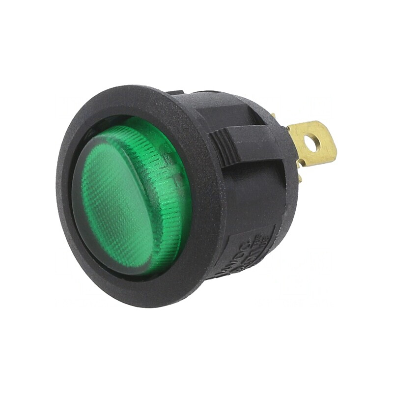 Întrerupător Rocker ON-OFF cu LED Verde 20A 14V Negru | Electronic-mag.ro | Componente Electronice