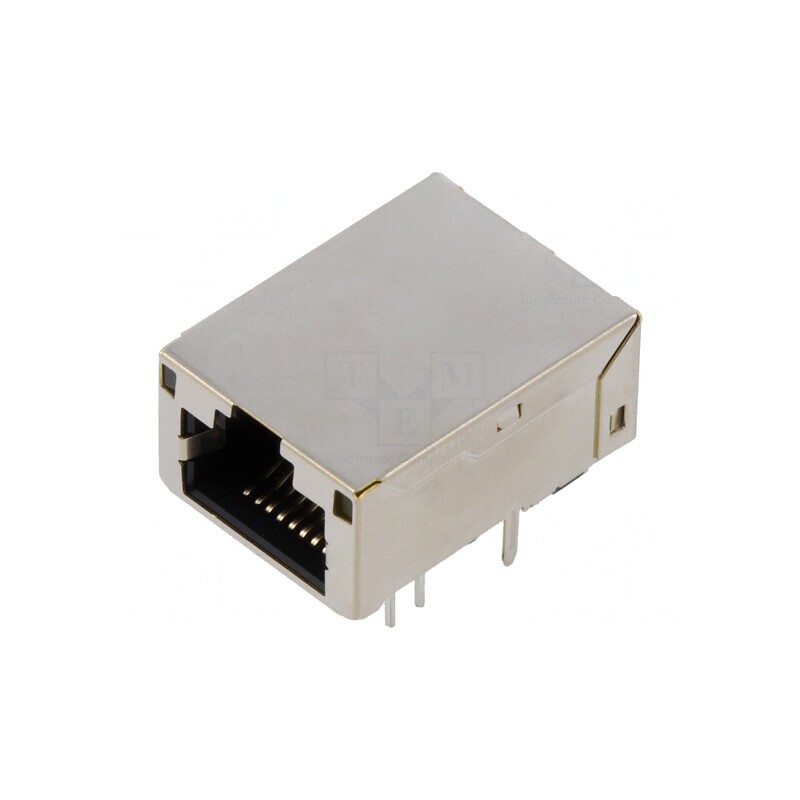 Soclu RJ45 Ecranat cu LED 8p8c THT | Electronic-mag.ro | Componente Electronice