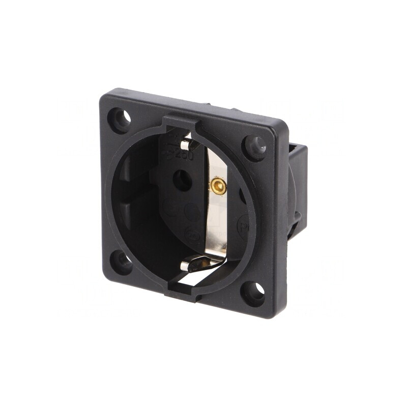 Conector Alimentare AC 2P+PE 250V 16A Negru | Electronic-mag.ro | Componente Electronice