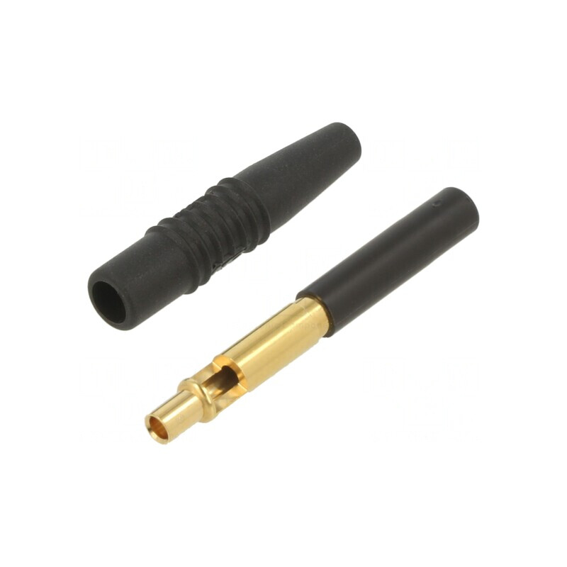 Soclu banană 4mm negru izolat aurit 300V 19A | Electronic-mag.ro | Componente Electronice