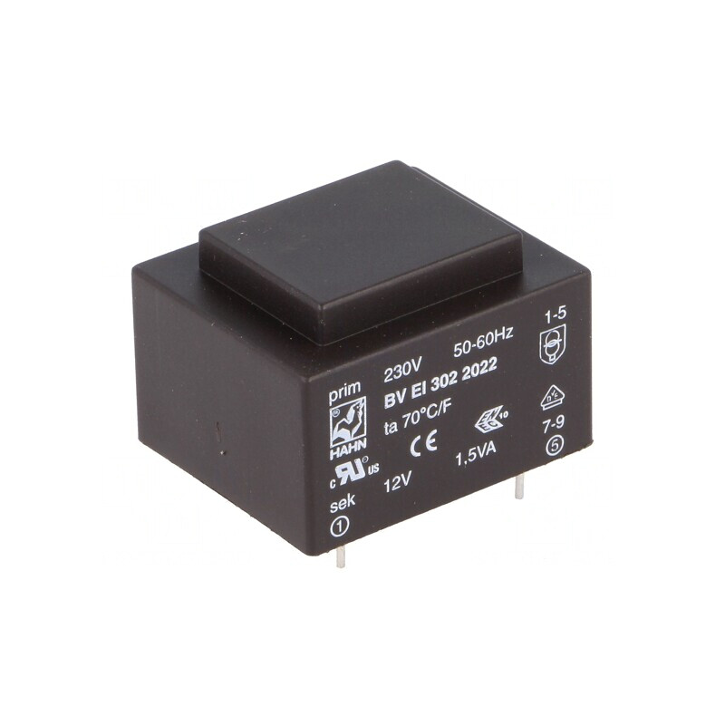 Transformator încapsulat 1,5VA 230VAC 12V 125mA PCB | Electronic-mag.ro | Componente Electronice