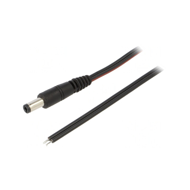 Cablu Negru 2x0,75mm² cu Mufă DC 5,5/2,5 - 1,5m | Electronic-mag.ro | Componente Electronice