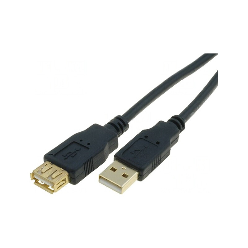 Cablu USB 2.0 A-A 5m Aurit Negru | Electronic-mag.ro | Componente Electronice