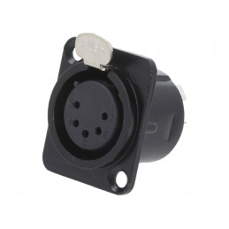 Soclu XLR Mamă 5 Pin cu Buton Metalic Negru 19x24mm | Electronic-mag.ro | Componente Electronice