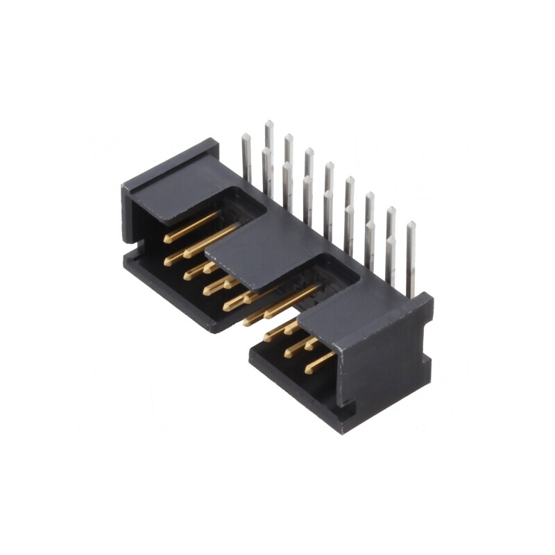 Soclu IDC 16 PIN 90° THT Aurit 2,54mm Negru | Electronic-mag.ro | Componente Electronice
