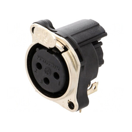 Soclu XLR Mamă 3 PIN Unghi 90° Argint 6A | Electronic-mag.ro | Componente Electronice