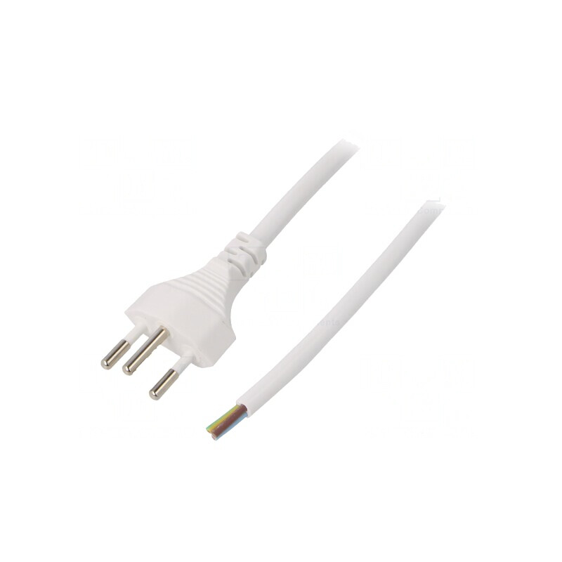 Cablu Electric 3x1mm2 PVC Alb 1,8m 10A 250V | Electronic-mag.ro | Componente Electronice