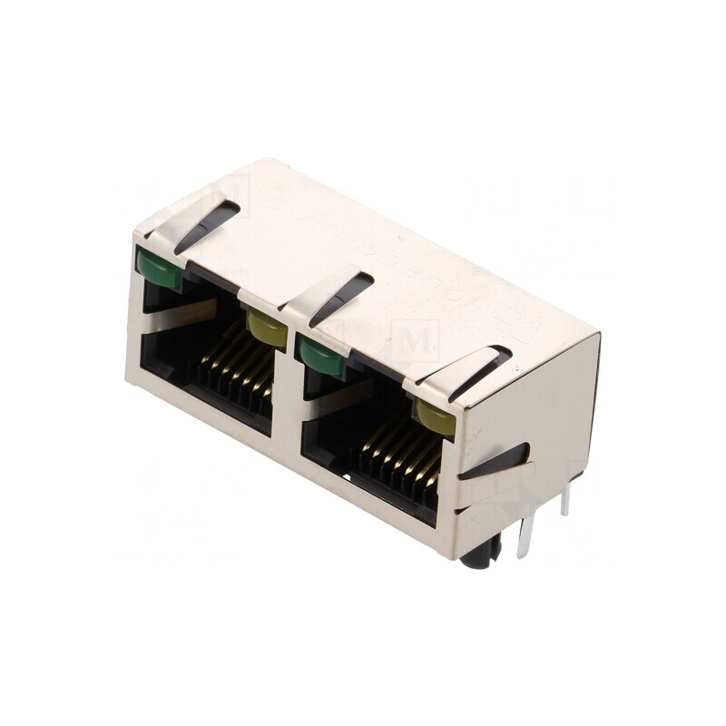 Soclu RJ45 Cat5e Ecranat Dublu cu LED 8P8C | Electronic-mag.ro | Componente Electronice