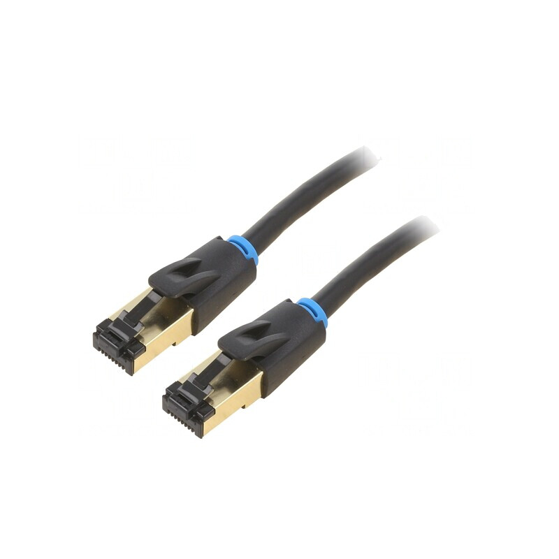 Patch cord S/FTP Cat 8 OFC PVC Negru 1m Aurit | Electronic-mag.ro | Componente Electronice