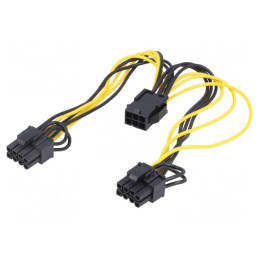 Cablu de Alimentare PCIe 6pin la 2x 8pin 0.15m | Electronic-mag.ro | Componente Electronice