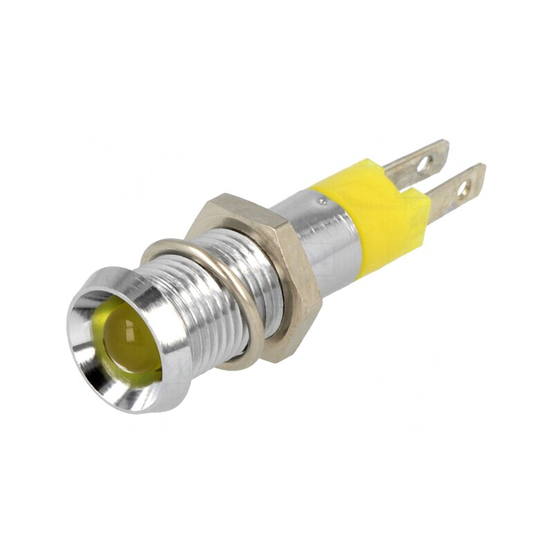 Lampă de control LED galbenă IP67 12-14VDC Ø8,2mm | Electronic-mag.ro | Componente Electronice