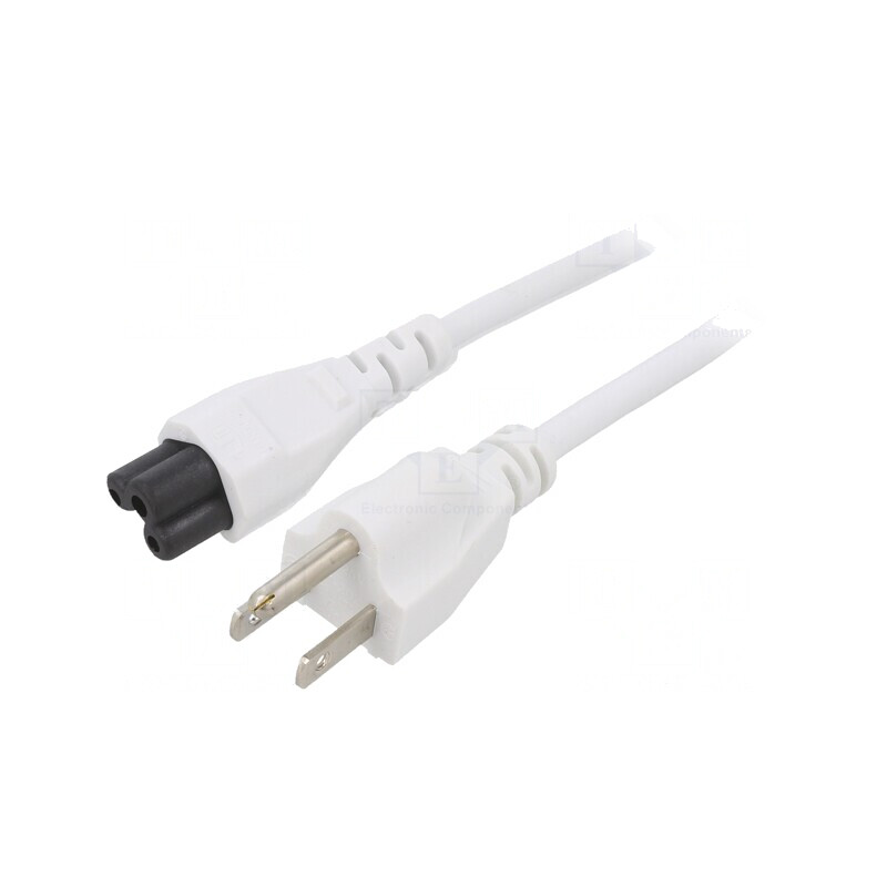 Cablu Alimentare IEC C5 la NEMA 5-15 1m Alb 7A | Electronic-mag.ro | Componente Electronice