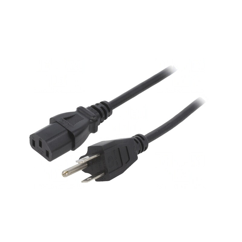 Cablu de Alimentare Negru 1m 3x18AWG IEC C13 la NEMA 5-15 | Electronic-mag.ro | Componente Electronice