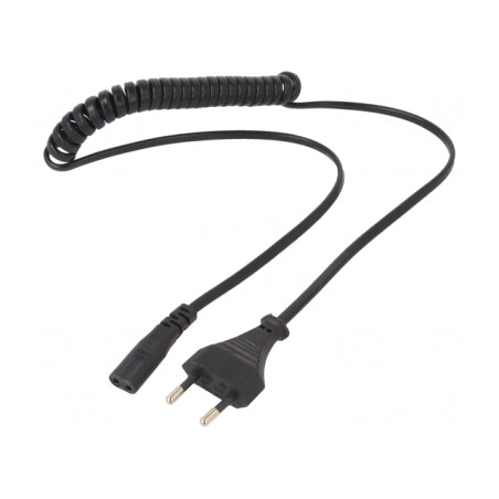 Cablu de Alimentare 1,8m Negru 2x0,75mm2 CEE 7/16 la IEC C1 | Electronic-mag.ro | Componente Electronice