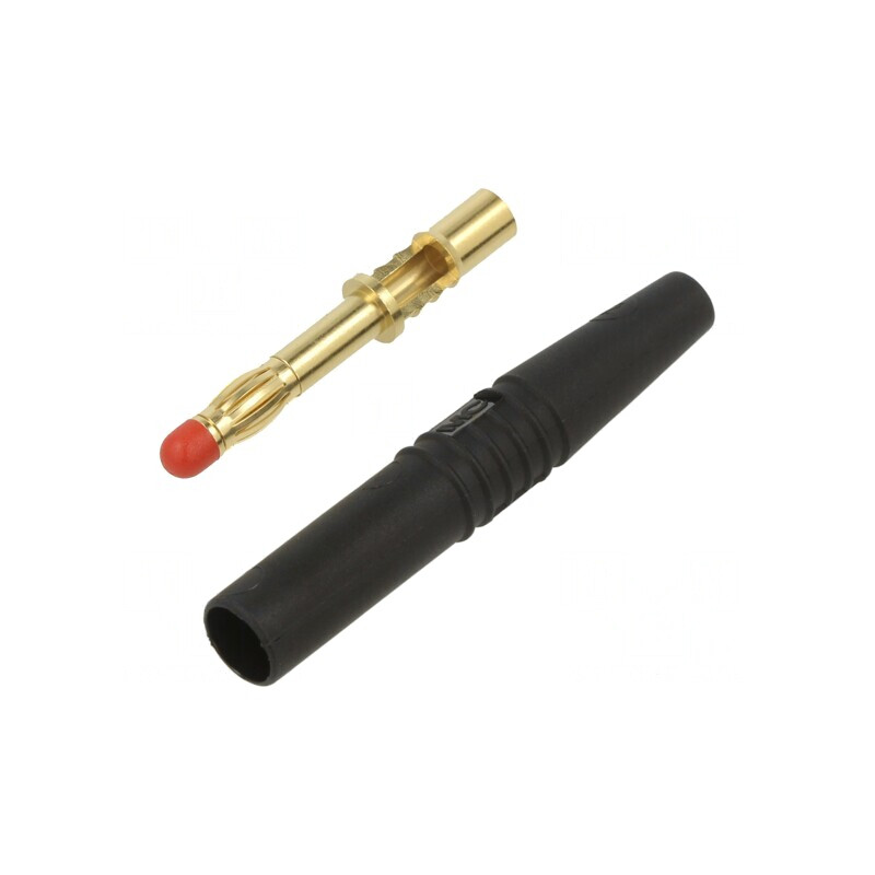 Mufă banană 4mm 32A neagră aurită cu izolaţie | Electronic-mag.ro | Componente Electronice