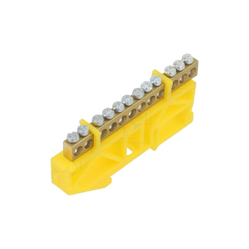 Regletă de Conexiuni 1 Pista 12 Borne Galbenă | Electronic-mag.ro | Componente Electronice