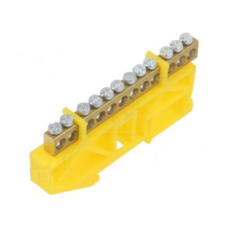 Regletă de Conexiuni 1 Pista 12 Borne Galbenă | Electronic-mag.ro | Componente Electronice