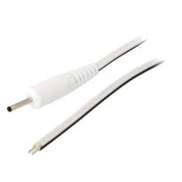 Cablu Alb 2x0,5mm2 cu Mufă DC 2,35/0,7 1,5m | Electronic-mag.ro | Componente Electronice