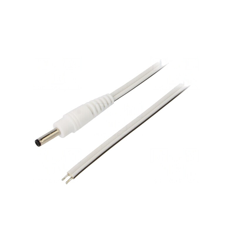 Cablu Alb 2x0,5mm2 cu Mufă DC 3,5/1,3 1,5m | Electronic-mag.ro | Componente Electronice