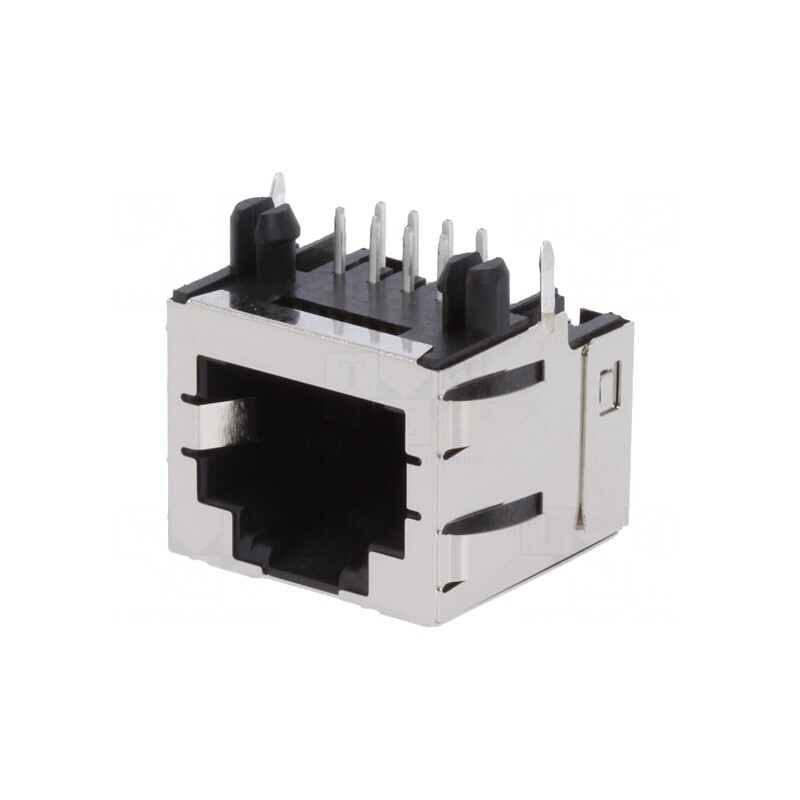 Soclu RJ45 8P Cat 3 Ecranat Profil Jos Aurit pentru PCB | Electronic-mag.ro | Componente Electronice