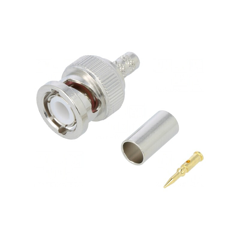 Mufă BNC tată drept 50Ω crimpat aurit | Electronic-mag.ro | Componente Electronice