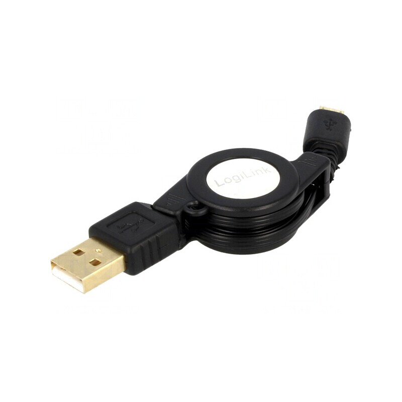 Cablu USB 2.0 Retractabil USB-A la Micro-USB Aurit | Electronic-mag.ro | Componente Electronice