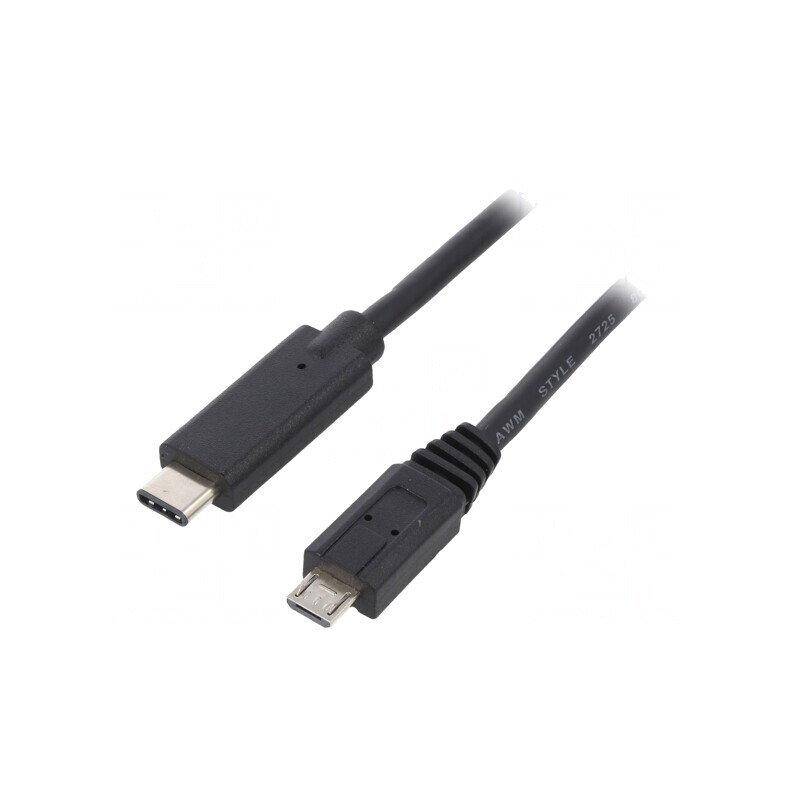 Cablu USB 2.0 USB B Micro la USB C 1.2m Negru | Electronic-mag.ro | Componente Electronice