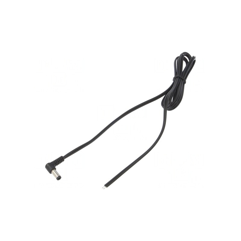 Cablu Alimentare 1,5m DC 5,5/2,5 Mufă Unghi Negru 2x0,5mm2 | Electronic-mag.ro | Componente Electronice