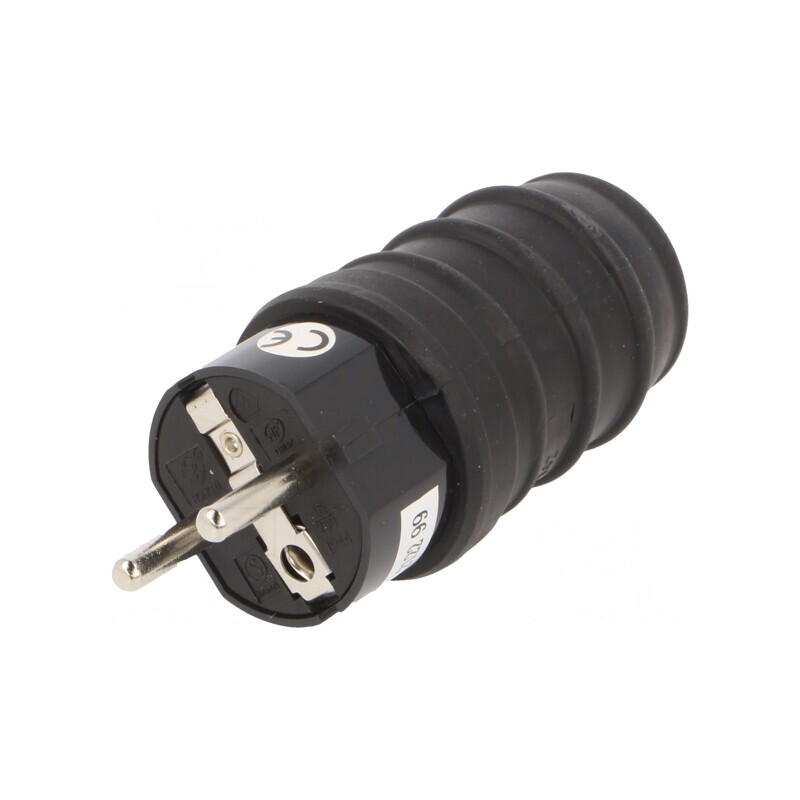 Conector Alimentare AC Tată 2P PE 250V 16A Negru | Electronic-mag.ro | Componente Electronice