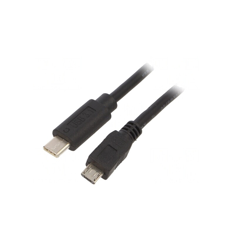 Cablu USB 2.0 Micro USB-B la USB-C Aurit 1.8m Negru | Electronic-mag.ro | Componente Electronice