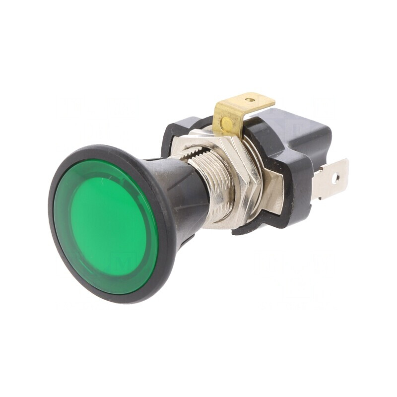Comutator Push-Pull Verde LED 10A 14VDC | Electronic-mag.ro | Componente Electronice