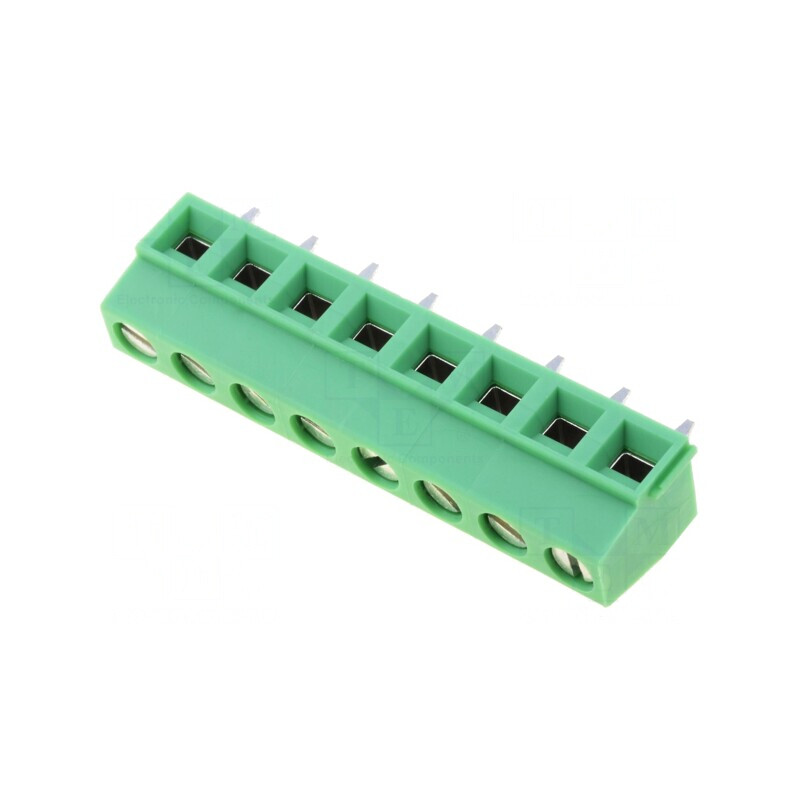 Regletă de conexiuni PCB unghi 90° 5,08mm 8 piste 10A | Electronic-mag.ro | Componente Electronice