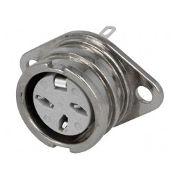 Soclu DIN mamă 3 pini 180° argintat 34V 2A | Electronic-mag.ro | Componente Electronice