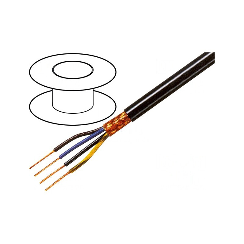 Cablu ecranat 4x0,5mm2 cu împletitură cupru negru | Electronic-mag.ro | Componente Electronice
