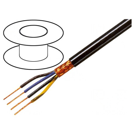 Cablu ecranat 4x0,5mm2 cu împletitură cupru negru | Electronic-mag.ro | Componente Electronice