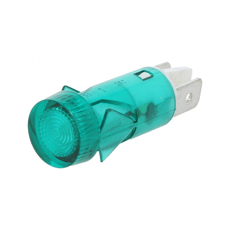 Lampă Control Neon Verde 230V Ø12mm | Electronic-mag.ro | Componente Electronice