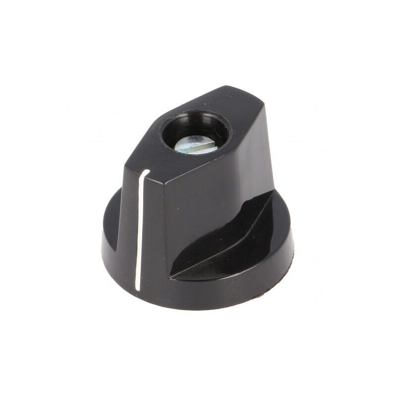 Buton rotativ cu flanșă și indicator plastic, negru, Ø 6mm | Electronic-mag.ro | Componente Electronice