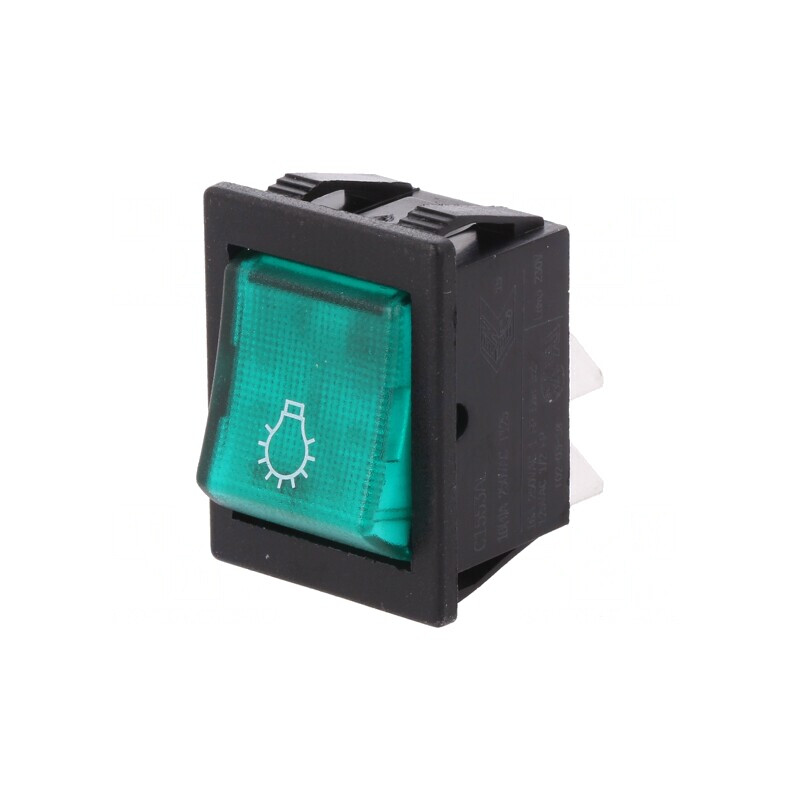 Comutator Rocker DPST ON-OFF 16A/250V Verde Neon | Electronic-mag.ro | Componente Electronice