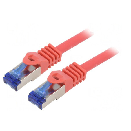 Patch Cord S/FTP Cat6a LSZH Roșu 1m | Electronic-mag.ro | Componente Electronice