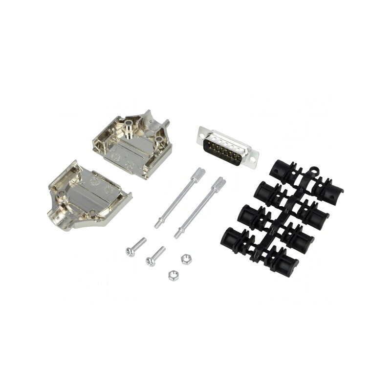 Mufă D-Sub PIN 15 Tată Lipire pe Cablu - Set Complet | Electronic-mag.ro | Componente Electronice