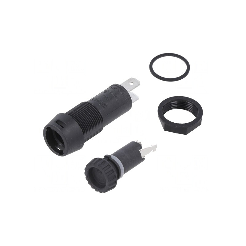 Clema Siguranțe Cilindrice 5x20mm 10A Panou Neagră 250V | Electronic-mag.ro | Componente Electronice