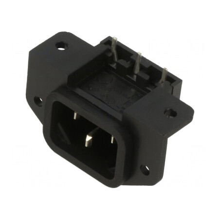 Conector Alimentare AC Soclu Tată 10A 250V IEC 60320 THT | Electronic-mag.ro | Componente Electronice