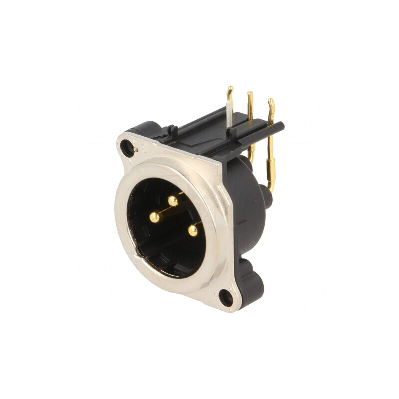 Soclu XLR 3 pini unghi 90° THT argint 6A | Electronic-mag.ro | Componente Electronice