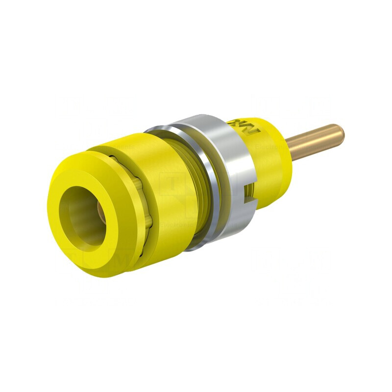 Soclu banană 2mm 10A galben aurit pentru panou | Electronic-mag.ro | Componente Electronice