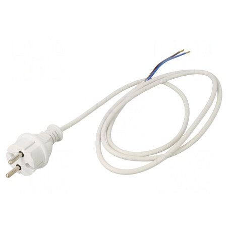 Cablu Alimentare 2x1mm2 Alb 1.5m 16A 250V | Electronic-mag.ro | Componente Electronice
