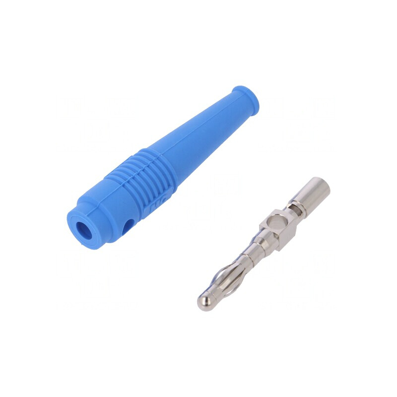 Mufă Banană 4mm Albastră 32A 69mm | Electronic-mag.ro | Componente Electronice